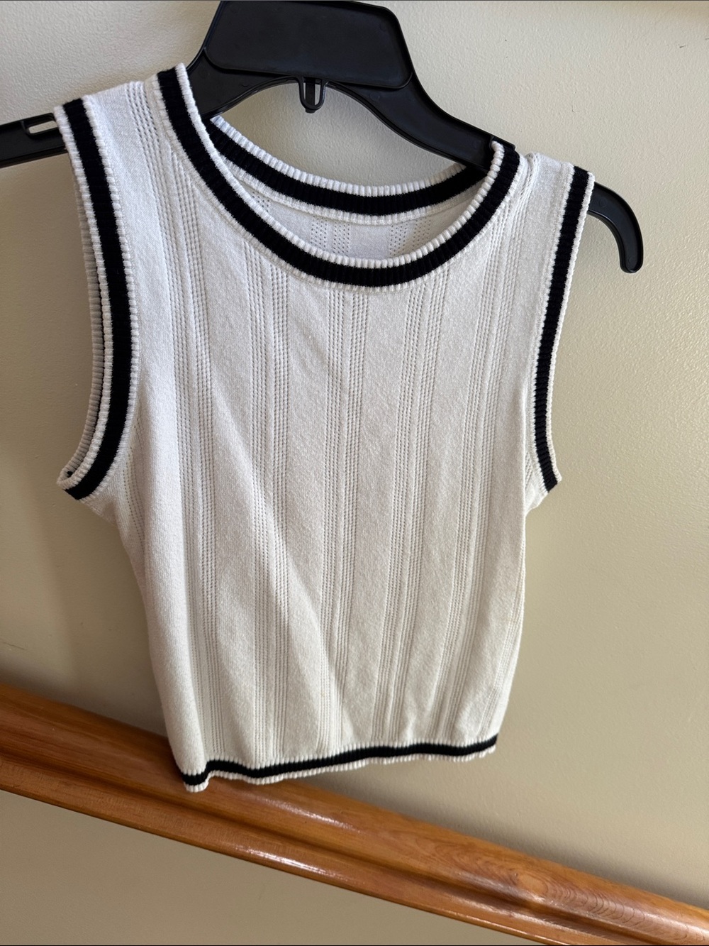 Cider White Knit Tank with Black Trim